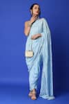 Buy_Monk & Mei_Blue Georgette Embroidered Pre-stitched Dhoti Saree With Blouse For Women_at_Aza_Fashions