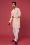 Buy_Spring Break_Pink Polyester Cotton Lucknowi Embroidered Kurta Set_at_Aza_Fashions