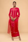 Buy_MAYU KOTHARI_Red Pure Crepe Hand Embroidered Sequins Kurta Wrap Skirt Set _at_Aza_Fashions