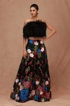 Buy_SHRIYA SOM_Black Tulle Embroidery Floral Flower Vine Skirt _at_Aza_Fashions