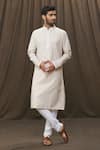 Buy_Samyukta Singhania_Cream Kurta Poly Cotton Plain Set _at_Aza_Fashions