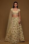Buy_Shriya Som_Yellow Tulle Pearls, Embroidery, Beads, Cut Work Scoop Flower Bloom Lehenga Set _at_Aza_Fashions
