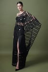 Buy_Shriya Khanna_Black Embroidered Beads And Pre-stitched Saree  _at_Aza_Fashions