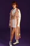 Buy_Archana Rao_Pink Tulle Embellished French Flowers Coat  _at_Aza_Fashions