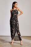 Buy_Pocket Stories_Black Crepe Printed Abstract Halter Maxi Dress  _at_Aza_Fashions