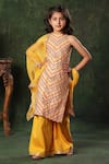 Buy_LittleCheer_Multi Color Kurta Viscose Cotton Printed Stripe Straight Palazzo Set _at_Aza_Fashions