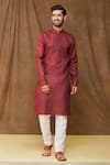 Buy_Samyukta Singhania_Wine Premium Linen Cotton Full Sleeve Kurta _at_Aza_Fashions