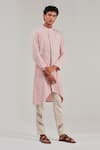 Buy Shreyansh Designs Pink Cotton Linen Asymmetric Kurta at Aza Fashions Buy_Shreyansh Designs_Pink Cotton Linen Asymmetric Kurta _at_Aza_Fashions