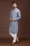 Buy_Kasbah_Grey Silk Embroidered Chikankari Kurta Set _at_Aza_Fashions