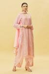 Buy_Naintara Bajaj_Pink Kurta And Pant Faux Georgette Embroidered Sequin V Neck Set _at_Aza_Fashions
