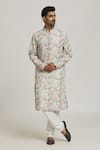 Buy_Nero by Shaifali and Satya_Multi Color Ruby Silk Printed Checkered Kurta And Churidar Set_at_Aza_Fashions