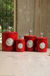 Buy_Amoliconcepts_Red Stainless Steel Rooster Design Canister - Of 4_at_Aza_Fashions
