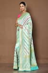 Buy_Nazaakat by Samara Singh_Multi Color Handloom Cotton Embroidered Zari Saree_at_Aza_Fashions