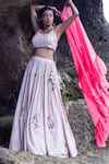 Buy_Yogita Kadam_Pink Pure Muslin Embroidered Sequin Scoop Neck Lehenga Set _at_Aza_Fashions