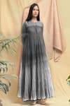 Buy_Chambray & Co._Grey Cotton Plain Stipes Round Tiered Maxi Dress _at_Aza_Fashions