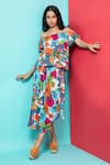 Buy_Rhe-Ana_Orange Rayon Printed Abstract Floral Top And Skirt Co-ord Set _at_Aza_Fashions