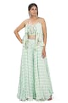 Buy_Vana Ethnics_Green Viscose And Satin & Embroidery Kadakara Corset & Palazzo Set _at_Aza_Fashions