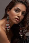 Buy_Knotmecute_Red Thread, Metal Beads, Ghungaroo Ruhoob Embroidered Dangler Earrings_at_Aza_Fashions