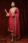 Buy Shikhar Sharma Pink Silk Chanderi Embroidered Pearl V Neck Kurta Pant Set at Aza Fashions Buy_Shikhar Sharma_Pink Silk Chanderi Embroidered Pearl V Neck Kurta Pant Set _at_Aza_Fashions