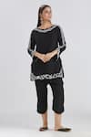 Buy_Megha Bansal_Black Chanderi Threads And Alizah Embroidered Short Kurta & Pant Set _at_Aza_Fashions