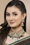 Shop_Dugran By Dugristyle_Multi Color Kundan Stone Drop Choker Set _at_Aza_Fashions