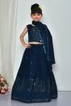 Buy_Petite Pomme_Green Georgette Sequins Threadwork Embellished Lehenga Set_at_Aza_Fashions