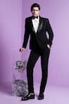 Buy_Contrast By Parth_Black Cotton Embroidery Nightfall Tuxedo Set _at_Aza_Fashions