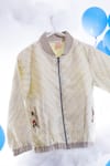 Buy_Little Luxury_Off White Printed Linen Chevron Pattern And Embroidery Bomber Jacket  _at_Aza_Fashions