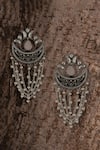 Buy_Neeta Boochra_Silver Plated Kundan Crescent Carved Danglers _at_Aza_Fashions