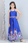 Buy_The little celebs_Blue Silk Embroidery Thread Jumpsuit With Belt _at_Aza_Fashions