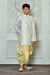 Buy_Arihant Rai Sinha_Off White Silk Piping Embroidered Paisley Patterned Kurta And Dhoti Pant Set _at_Aza_Fashions
