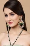 Shop_Dugran By Dugristyle_Cream Kundan Stone Embellished Jhumkas _at_Aza_Fashions