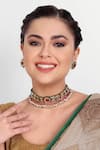 Shop Auraa Trends Red Diamonds, Pearls Kundan Studded Choker Set at Aza Fashions Shop_Auraa Trends_Red Diamonds, Pearls Kundan Studded Choker Set _at_Aza_Fashions