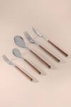 Buy_Table Manners_Silver Stainless Steel Wood And Cutlery Set_at_Aza_Fashions