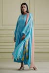 Buy Blue Net Embellished Coins Round Kimono Sleeve Kurta Set