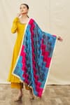 Buy_Samyukta Singhania_Multi Color Silk Embroidered Phulkari Work Contrast Border Dupatta _at_Aza_Fashions