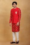 Buy_Masaba_Red Raw Silk Embroidered Aari Bundi_at_Aza_Fashions