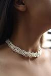 Shop_Do Taara_White Pearls Beaded Choker Necklace_at_Aza_Fashions
