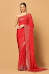 Buy_Two Sisters By Gyans_Pink Embroidery Sequin And Swarovski & Saree With Unstitched Blouse Fabric _at_Aza_Fashions