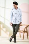 Buy_Hilo Design_Blue Oxford Embroidery Float Shirt_at_Aza_Fashions
