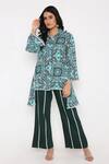 Buy Bha Sha Green Rayon, Poplin Lace Collared Cloud Mandala Print Tunic With Pant at Aza Fashions Buy_Bha Sha_Green Rayon, Poplin Lace Collared Cloud Mandala Print Tunic With Pant _at_Aza_Fashions
