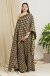 Buy_Surendri_Black Chanderi Print Kalamkari Gota Patti Embroidered Kaftan And Palazzo Pant Set _at_Aza_Fashions