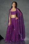 Buy_Itrh_Purple Italian Crepe And Silk Emma Bralette & Kalidar Sharara Set  _at_Aza_Fashions