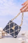 Buy_The Leather Garden_Blue Sequin Erica Tanzanite Mini Bag _at_Aza_Fashions