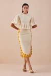 Buy_Chandrima_Ivory Chanderi Embroidered Sunflower Applique Quilted Skirt _at_Aza_Fashions