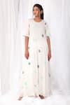 Buy_KHAT_White Handwoven Cotton Polka Pattern Round Dress  _at_Aza_Fashions