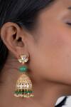 Buy_Osvag India_Gold Plated Diamonds, Beads Flower Shaped Jhumkas _at_Aza_Fashions