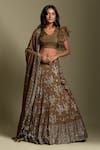 Buy_Two Sisters By Gyans_Brown Resham Embroidered Lehenga Set_at_Aza_Fashions