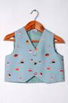 Buy_LITTLE BRATS_Blue Soft Cotton Printed Yacht Waistcoat _at_Aza_Fashions