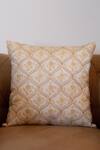 Buy_Khaabka_Gold Chanderi Silk Embroidery Geometric Floral Cushion Cover - Set Of 2_at_Aza_Fashions